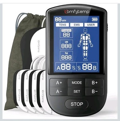 Comfytemp TENS Unit Muscle Stimulator for Pain Relief 2 Channels, Black 