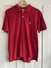 Brooks Brothers Shirt Red Polo with Gold Logo Men s Medium Slim Fit 100 Cotton