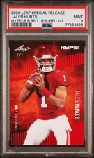 PSA 9 MINT Jalen Hurts 2020 Leaf Hype #28 Rookie Card Red Blank Back #1/1. rookie card picture