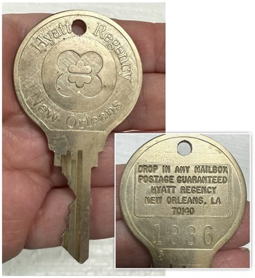 Vintage Hyatt Regency Hotel New Orleans, Louisiana Brass Bug Logo Key Room #1836