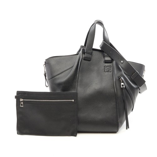 Loewe HAMMOCK MEDIUM 2WAY Handbag Black Leather with Strap Women's #RCB21597
