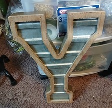 Rustic Galvanized Metal  Wood Letter Y Wall Decor Farmhouse Large 14" X 9.5"