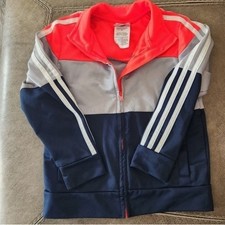 Adidas Track Jacket Boys Girls Unisex Size 5 Full Zip Orange Gray Blue Active