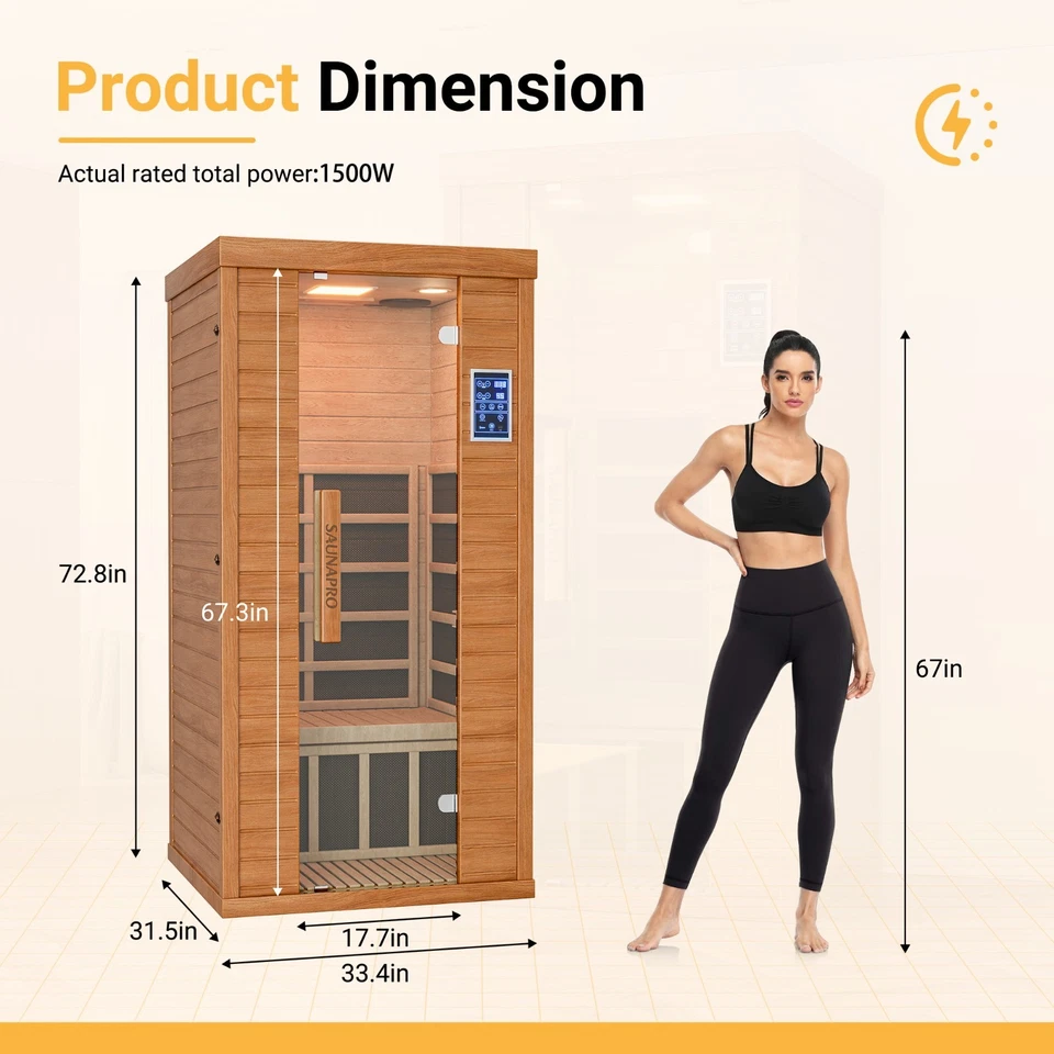 1- Person Infrared Sauna, Remotely Controllable Indoor Sauna, Low EMF 1200W/120V - Image 4 of 4