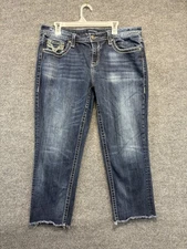 Vigoss Jeans Women 15/16 Chelsea Capri Mid-Rise Whiskered Denim Pants