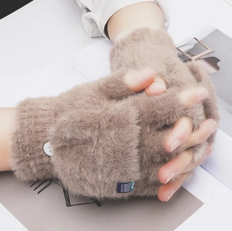 Guantes Largos Tejidos Sin Dedos Cálidos Ajustables