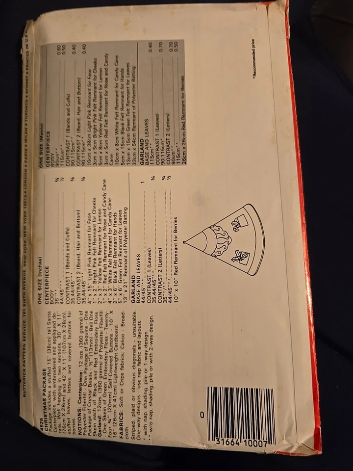 Vintage Butterick Pattern #4525-Christmas Package Santa, Merry Christmas Letters - Image 2 of 2