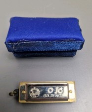 OK Golden Cup Metal Miniature Harmonica Instrument Mouth Organ Boxed Keyring
