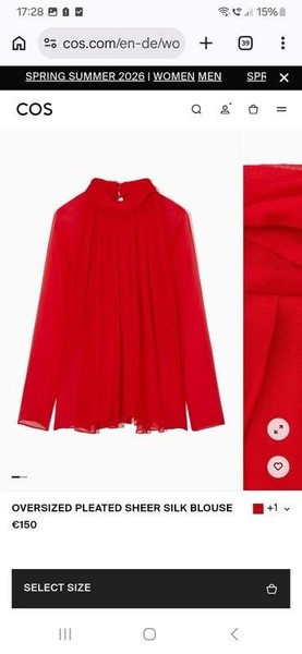Women COS Blouse Red Silk