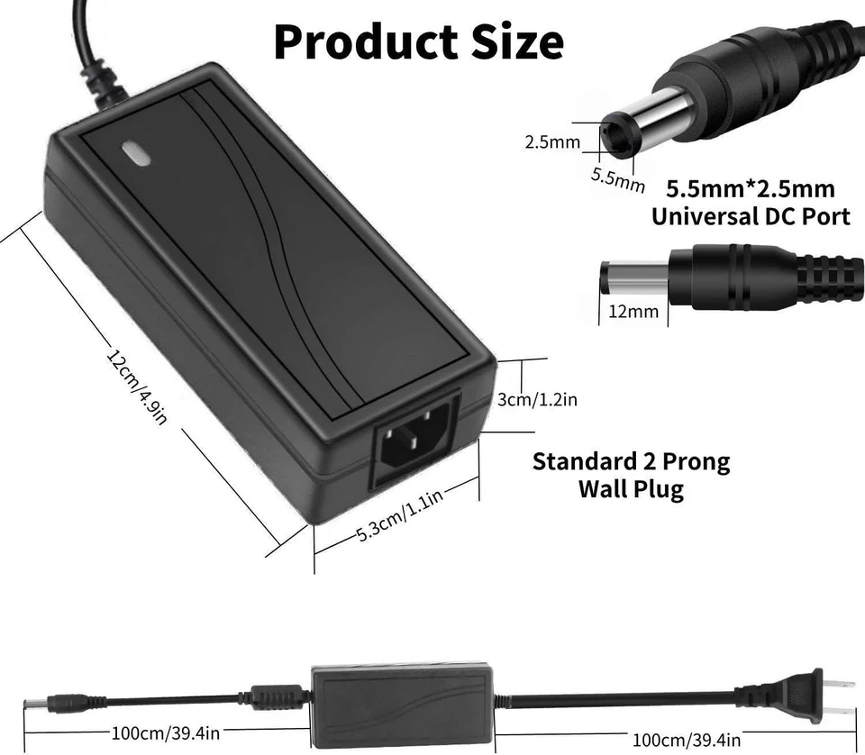 电源 交流电转直流适配器 适用于 5050 LED 灯条 12V 1A 2A 3A 5A 6A 8A 10A — 第 4/4 张图片