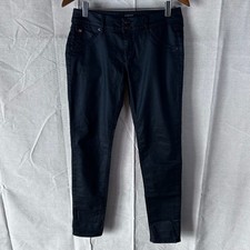 Hudson Jeans Black Coated Skinny Flap Pocket Low Rise Pants Size 28 USA Made