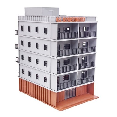 Outland Models Innenstadt 5-stöckiges Apartment (Grau) stapelbar 1:87 Spur H0