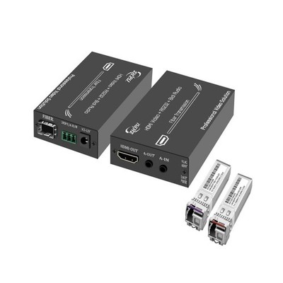 HDMI Over Fiber Extender Kit with SFP Modules, 1080P@60Hz & Bi-Dir Audio Over...