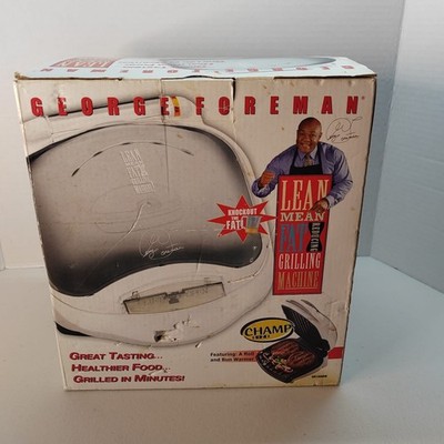 George Foreman GR10ABW Champ Grill with Bun Warmer - White