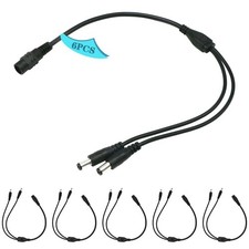 6 PCS DC Power Splitter Cable 1 Female To 2 Male Adapter Cord 5.5x2.1mm CCTV