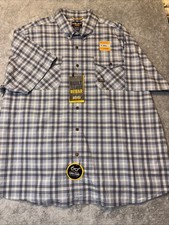 NEW Ariat Men's Button Up Durastar Wild Dove Gray Plaid Short Sleeve Shirt- XXL