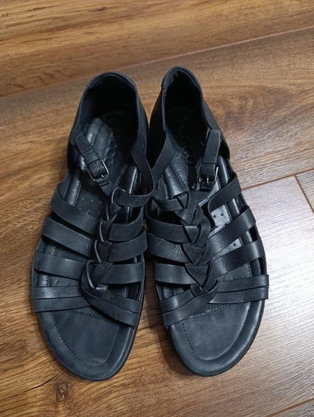 Women Ecco Heels Black Leather 38 #3RL5