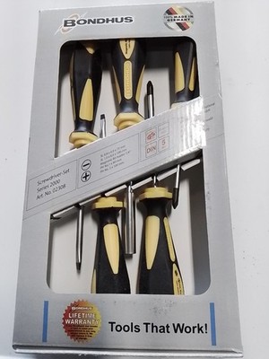 BONDHUS, 5 PIECE SCREWDRIVER SET, SERIES 2000 Art. No. 02308