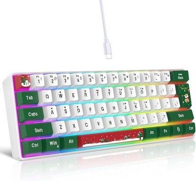 60% Wired Gaming Keyboard 61 Keys RGB Backlit Ultra-Compact Small for PC Mac