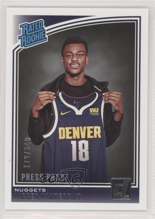 2018 Panini Donruss Rated Rookies Press Proof Silver /349 Jarred Vanderbilt 3p7