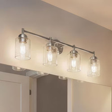 Winslow 30 In. 4-Light Brushed Nickel Contemporary Bathroom Vanity Light with Se
