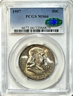 1957 Franklin Half Dollar - PCGS MS66 CAC - Brilliant Gem BU Silver 50C
