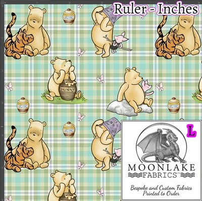Pooh Bear Gingham Effekt 100% Qualität Baumwolle Popeline Kinderzimmer Stoff *Exklusiv*