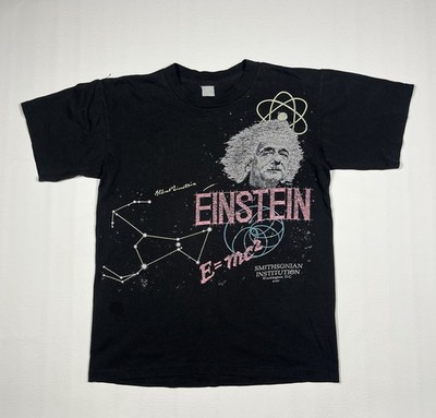 VTG 80s Einstein Smithsonian Institution T Shirt Mens S/M Black Single Stitch