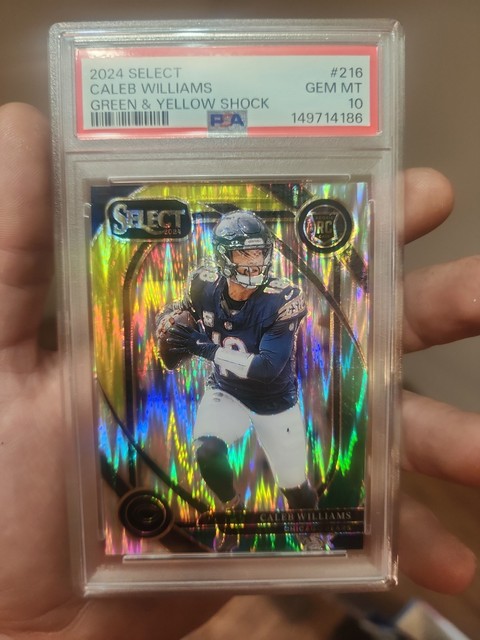 2024 Caleb Williams ROOKIE PSA 10 and yellow shock green Gem Mint Chicago Bear