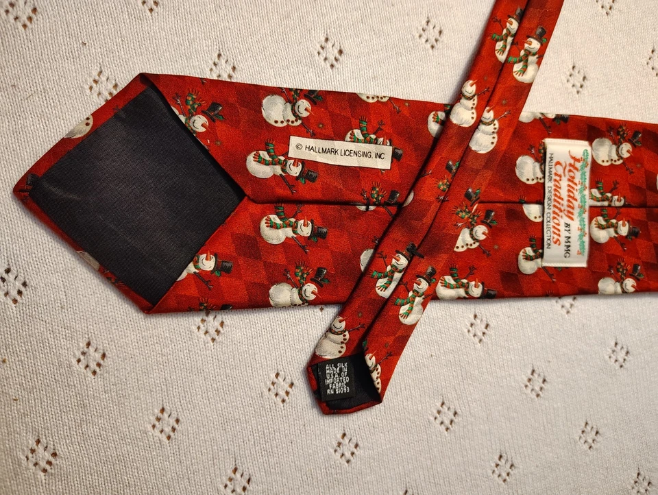 Corbata Muñeco de Nieve Navidad Hombres Rojo Seda Cuello Corbata Sello 59L x 3.75W Informal Fiesta Foto 4 de 4