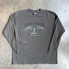 Vintage Harley Davidson Double Sided Long Sleeve Thermal Shirt Biker Faded Men L