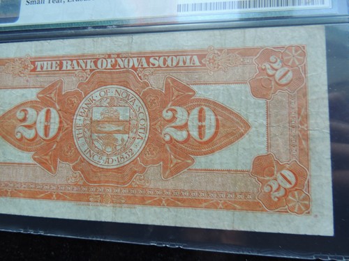 1929 $20 TWENTY DOLLARS BANK OF NOVA SCOTIA CANADA 550-28-22 TYPE 1 PMG VF-25 - Afbeelding 6 van 6