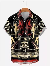 Rod Rebel Rides Lucky 13 Rockabilly Hawaiian shirt for men