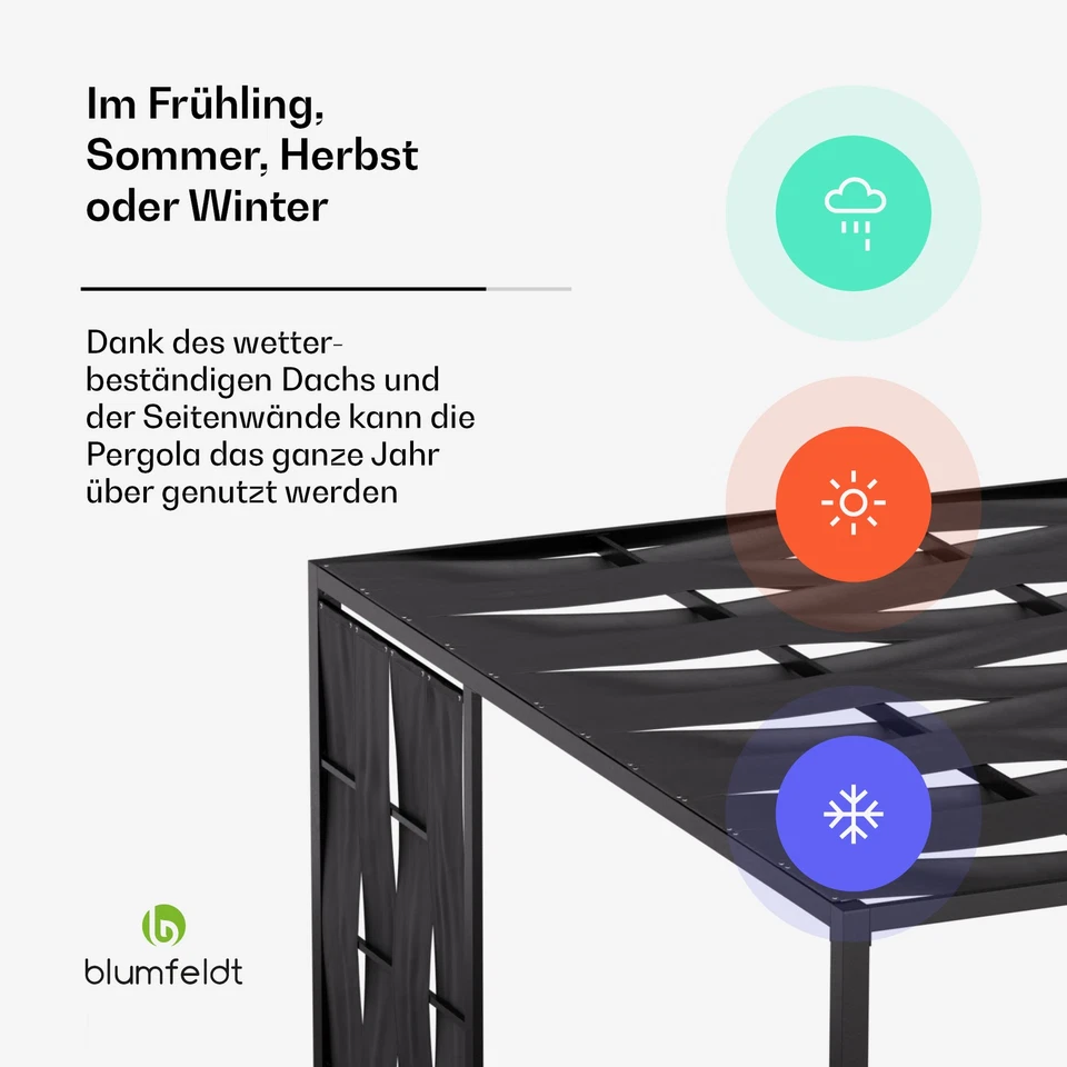 Pavillon 3x3 m Garten Pergola mit Dach Gazebo UV Schutz Wasserdicht Festzelt - Bild 3 von 4