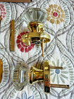 Passage Door Knob Set, Cut Glass Knobs, Locking, Bright Brass — photo 3