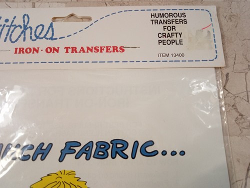 So Much Fabric So Little Time Iron on Transfer In Stitches Humorous Crafty Vtg - Picture 4 of 7