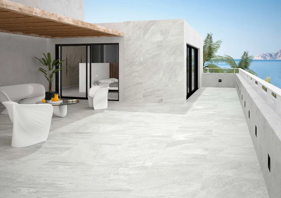 Grey White Very Anti-slip, Stone Look Strong 12mm-Thick Floor Tiles 33x33cm 18m2 - Image 4 of 4