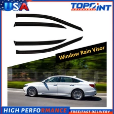 Dark Black Wind Deflectors Slim Window Visors For 2003-2007 Honda Accord Sedan