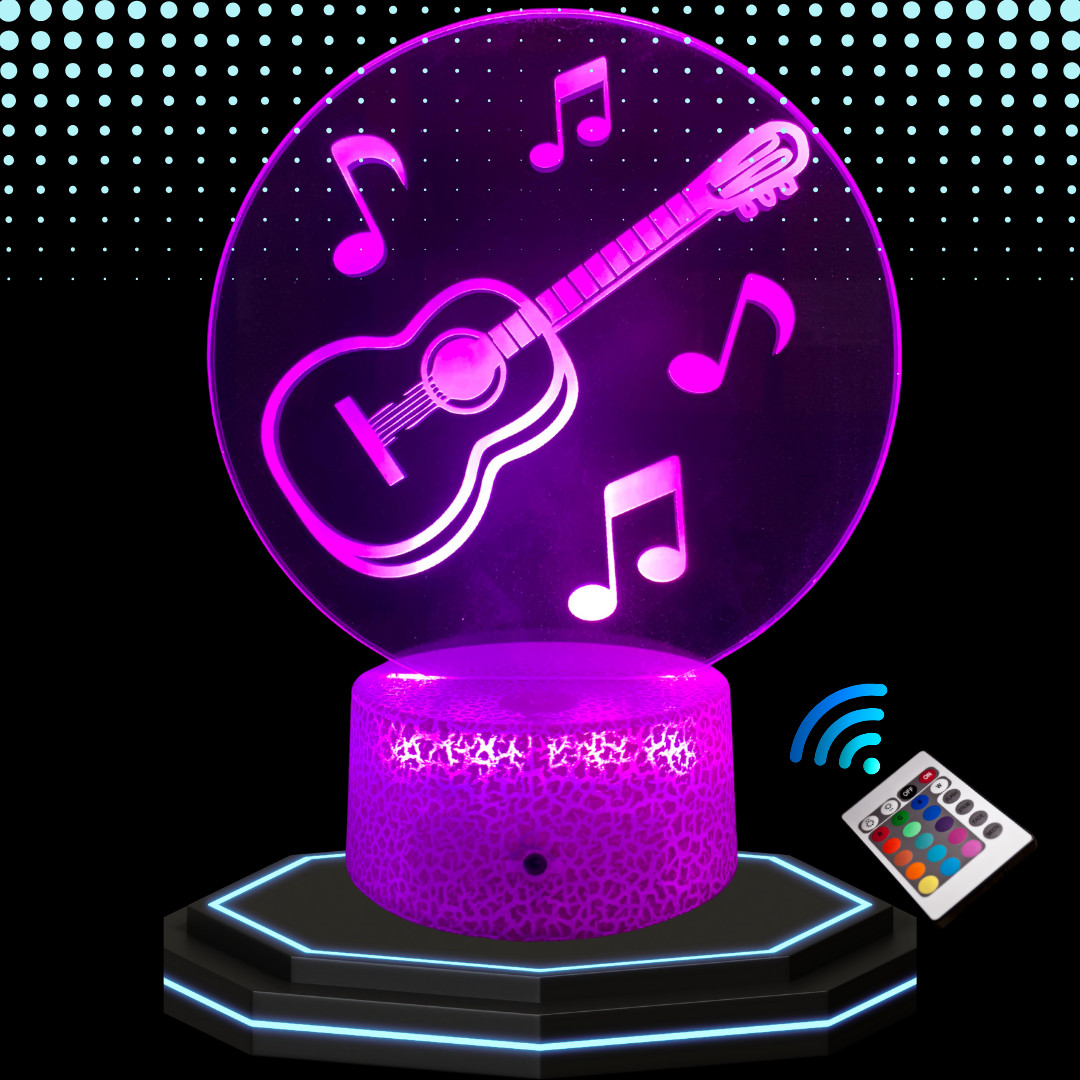 Veilleuse changement couleurs guitare 3D cadeau original de Noël et anniversaire