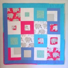Baby Elephants Flannel Baby Quilt, Handmade Quilt, 42 x 42 inches