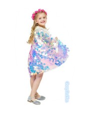 H-J14Girls Fairytale Princess Mermaid Costume Accessory Pearl Sequin Cloak Capes