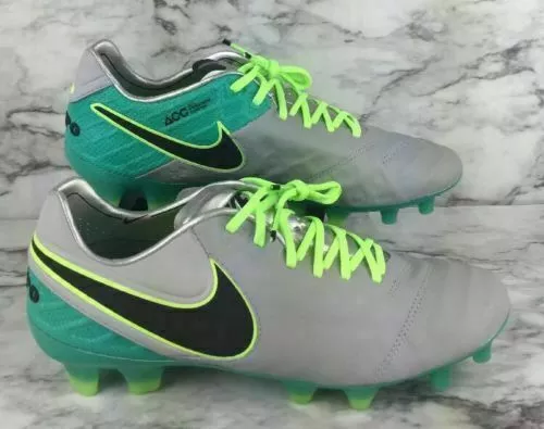NIKE TIEMPO LEGEND VI FG SOCCER CLEATS SIZE 6.5 WOLF GREY CLEAR