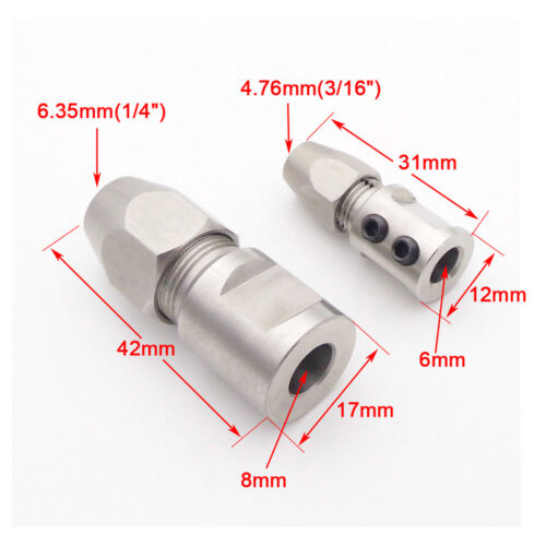 Flexible Shaft Coupling 8mm to 6.35mm 6mm to 4.76mm Coupler Joint for RC Boat - Picture 2 of 9