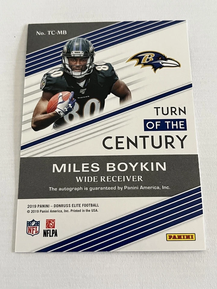 2019 Donruss Elite Miles Boykin Turn of the Century Auto /149 Baltimore Ravens - Image 3 of 3
