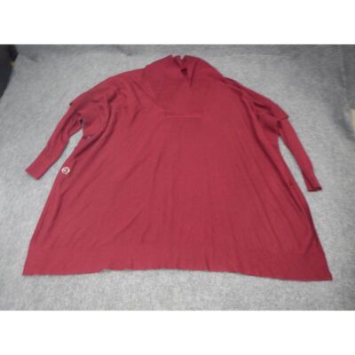 Cupio Turtleneck Sweater Women's Plus Size 2X Red Oversized Crossover V-Neck *