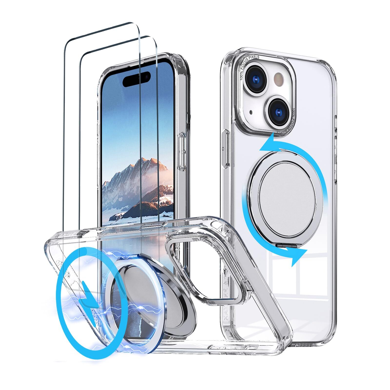 Stand function compatible with Magsafe HCXLYP for iPhone 15 case multi-func 983-image