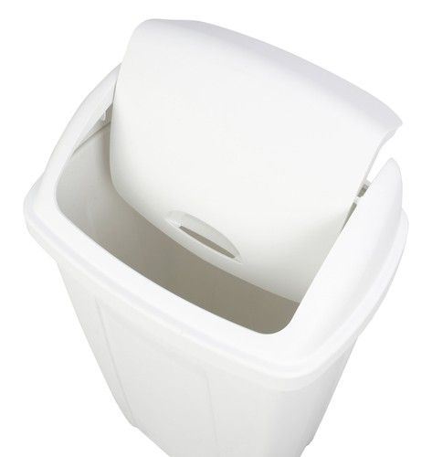13 Gallon Trash Can, Plastic Swing Top Kitchen Trash Can, Gray - Picture 18 of 21