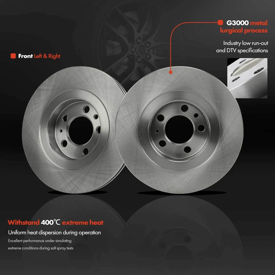 2pcs Front Left & Right Disc Brake Rotors for Volkswagen Jetta Golf City Beetle - Изображение 3 из 4