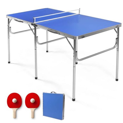 Costway Ping Pong Table 60'' W/ Net + 2-Paddle + 2-Balls Lightweight Portable PVC