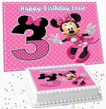 MINNIE MOUSE PERSONALISED BIRTHDAY PARTY ICING EDIBLE COSTCO CAKE TOPPER RM-251